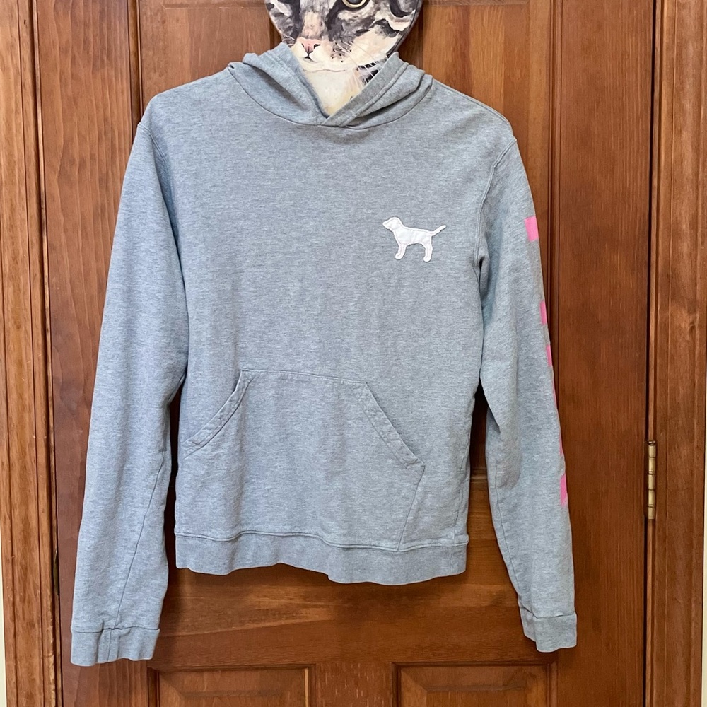 PINK Victoria’s Secret Gray Logo Pullover Hoodie